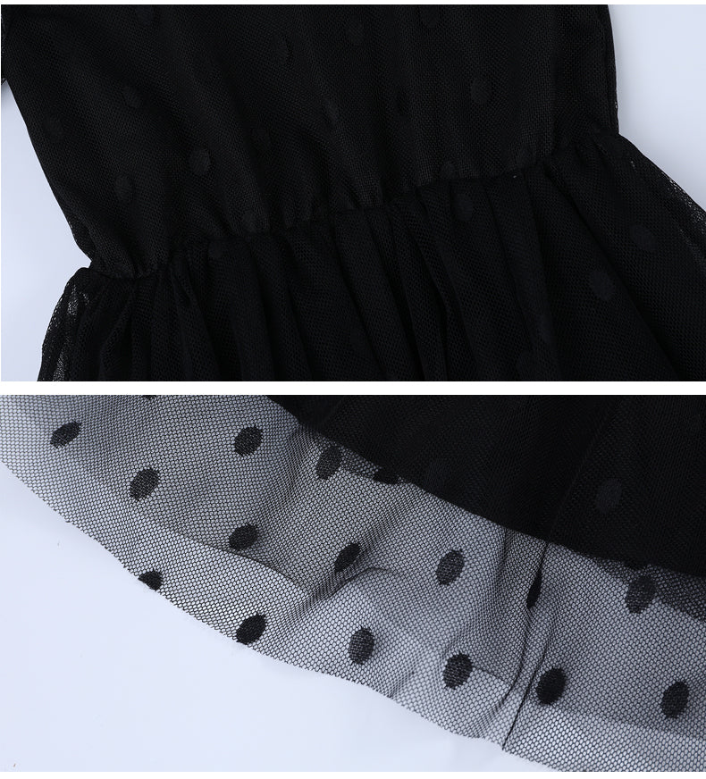 Girls Black Self Design Fit & Flare Dress