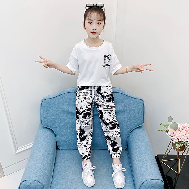 Girls White T-shirt with Pyjamas
