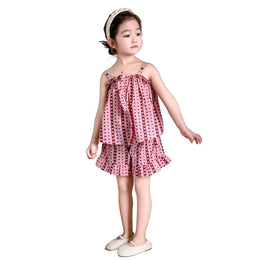 Girls Pink & Maroon Printed Top with Shorts