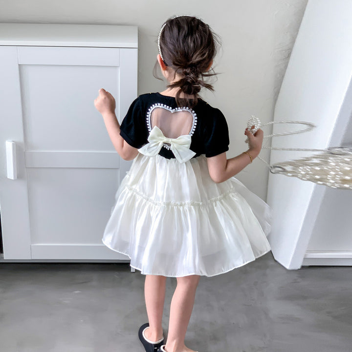 Girls Embellished Colourblocked Layered Fit & Flare Dress