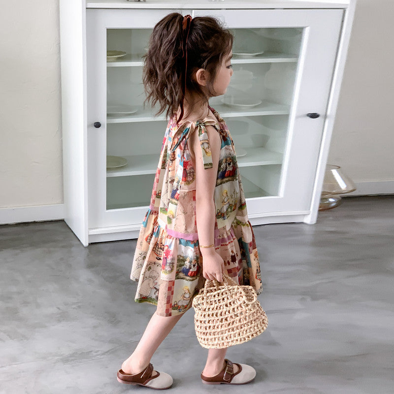 Girls Graphic Printed Fit and Flare Dress
