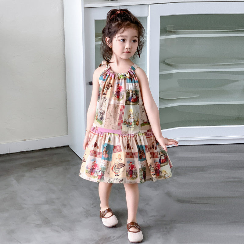 Girls Graphic Printed Fit and Flare Dress
