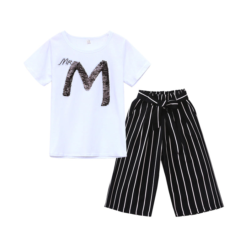 Girls Blue Typography Printed Top with Palazzos