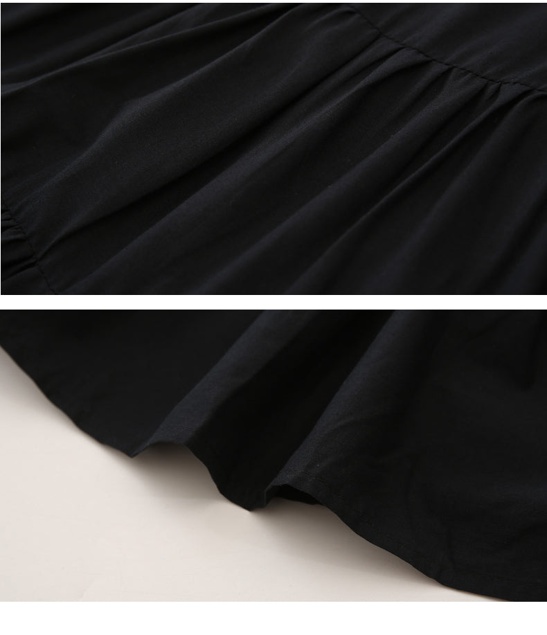 Black Girld Round Neck Sleeveless Fit & Flare Cotton Midi Dress