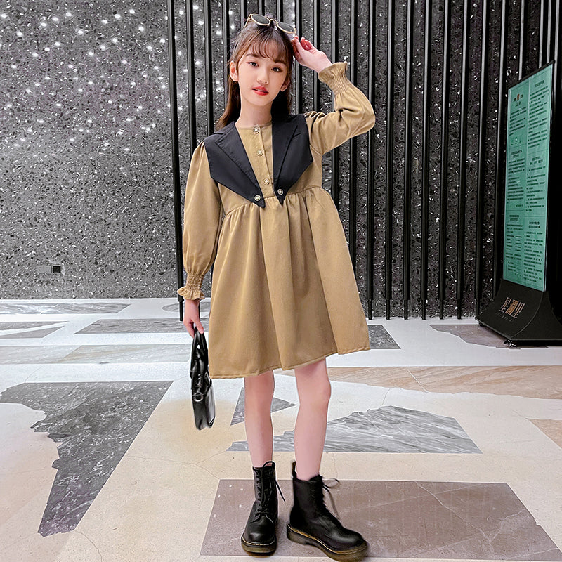 Khaki Smocked A-Line Maxi Dress