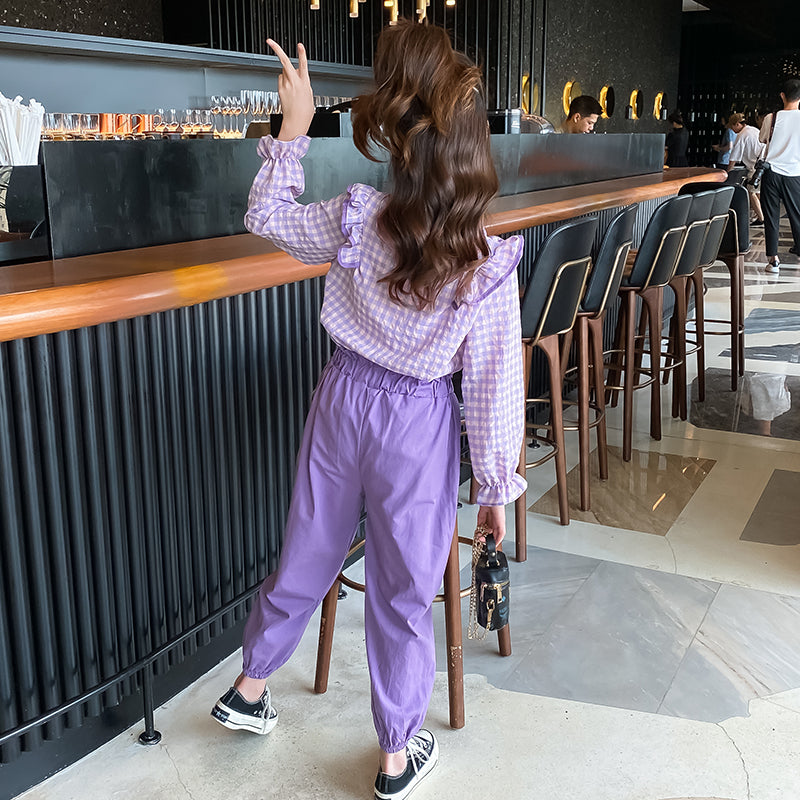 Girls Checked Top with Trousers