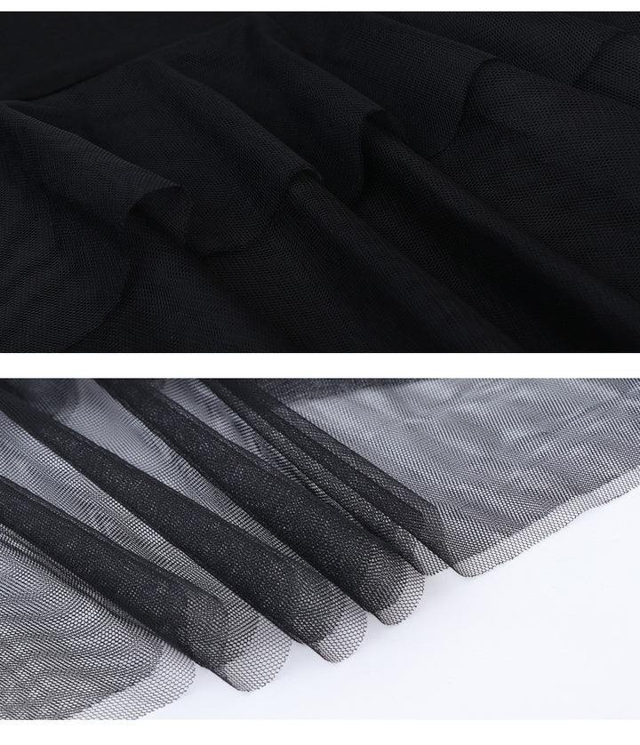 Black Cotton Layered Flared Fit & Flare Maxi Dress