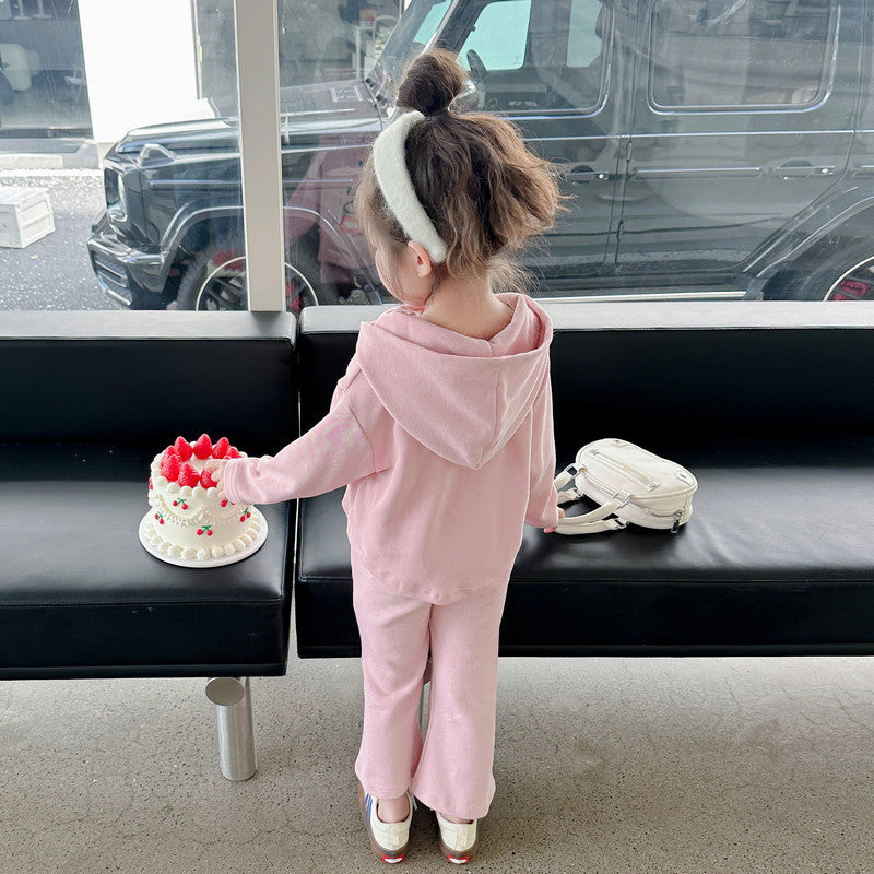 Girls Pink Printed Pure Cotton Pullover With Palazzos