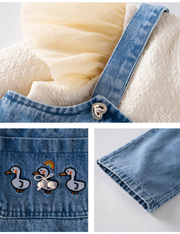 Girls Blue Pure Cotton Top With Trousers