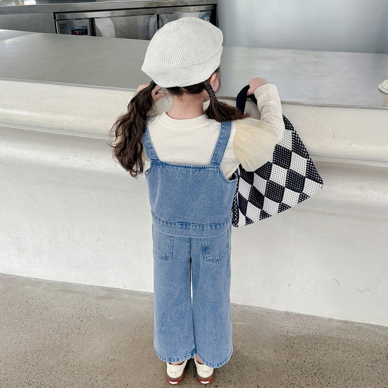 Girls Blue Pure Cotton Top With Trousers