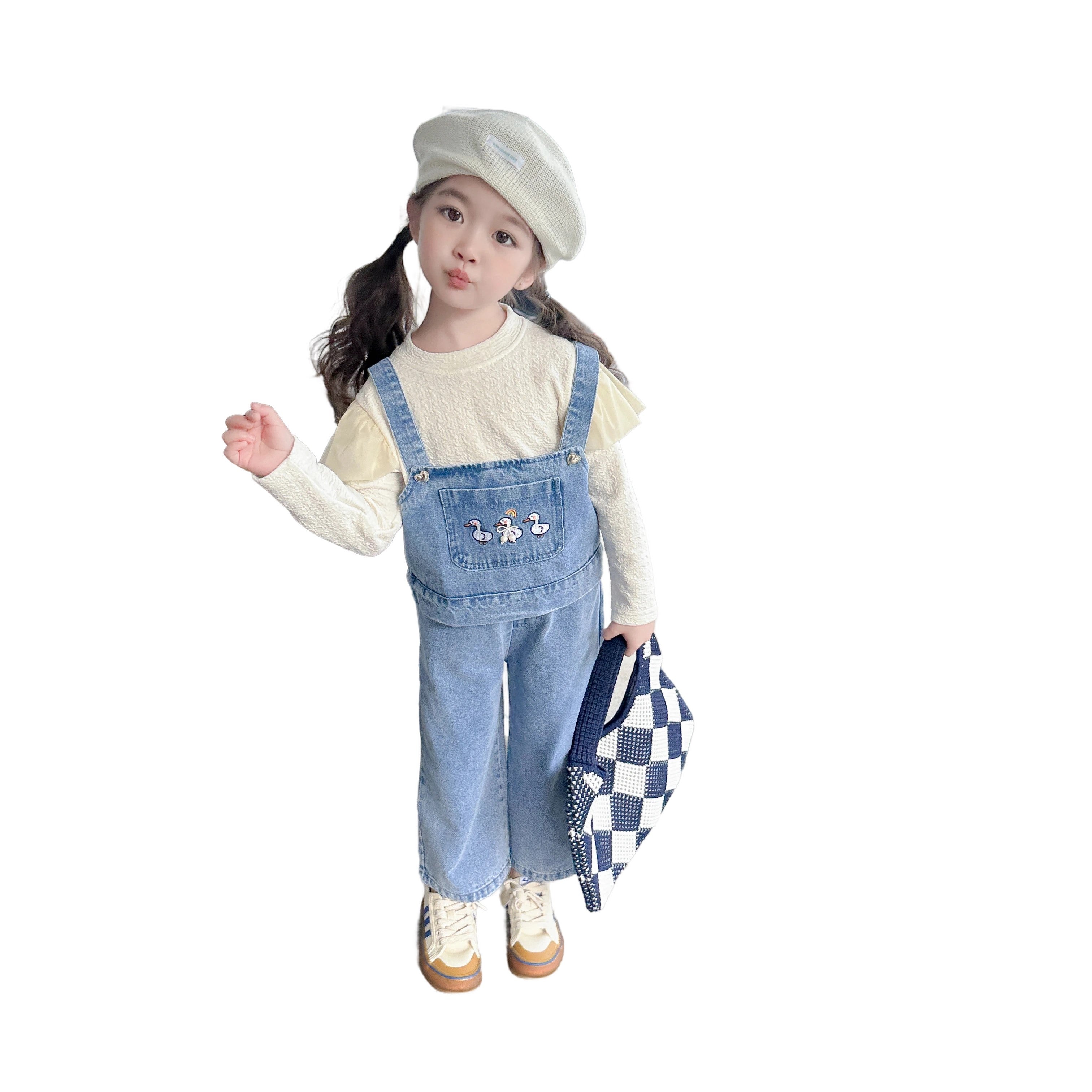 Girls Blue Pure Cotton Top With Trousers