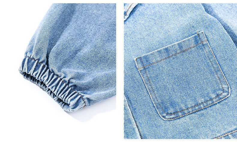 Infant Girls Blue Pure Cotton Denim Top with Trousers