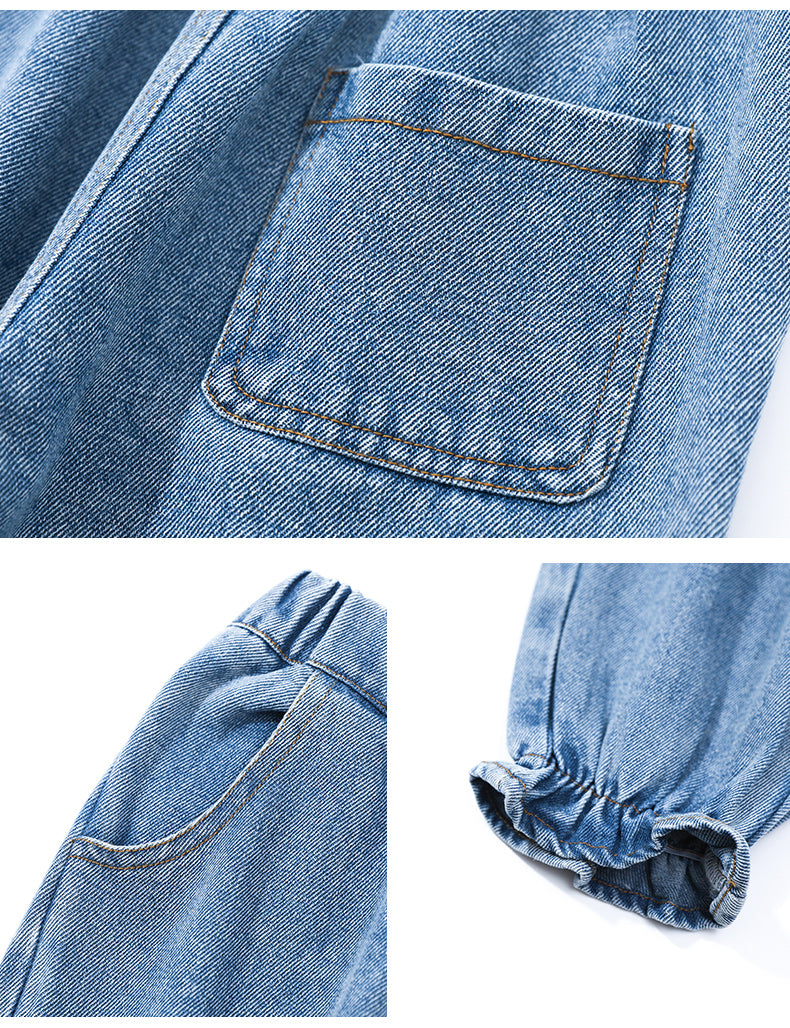 Infant Girls Blue Pure Cotton Denim Top with Trousers