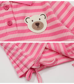 Girls Pink Striped Top With Joggers