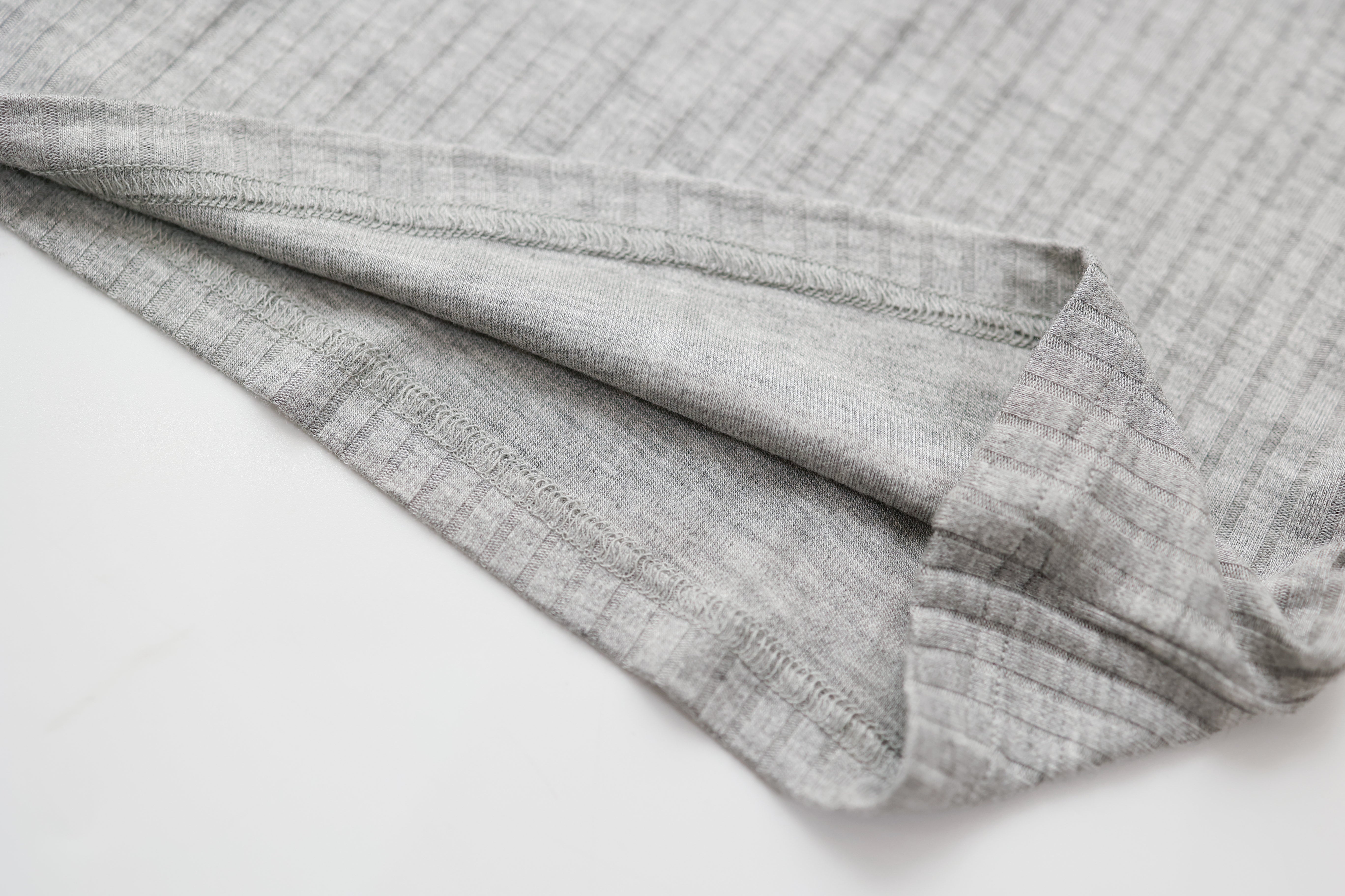 Infant Girls Grey Ribbed Pure Cotton T-shirt with Pyjamas