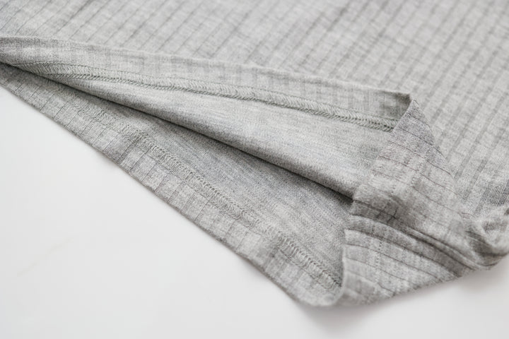 Infant Girls Grey Ribbed Pure Cotton T-shirt with Pyjamas