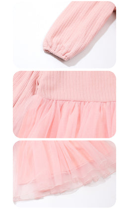Pink Mandarin Collar A-Line Dress