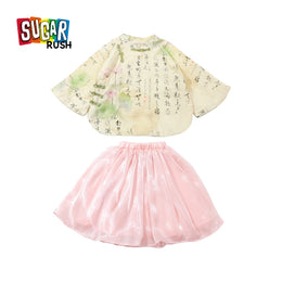 Girls Printed Top with Skirt