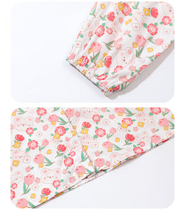 Girls Pink Peter Pan Collar Floral Printed Casual Shirt