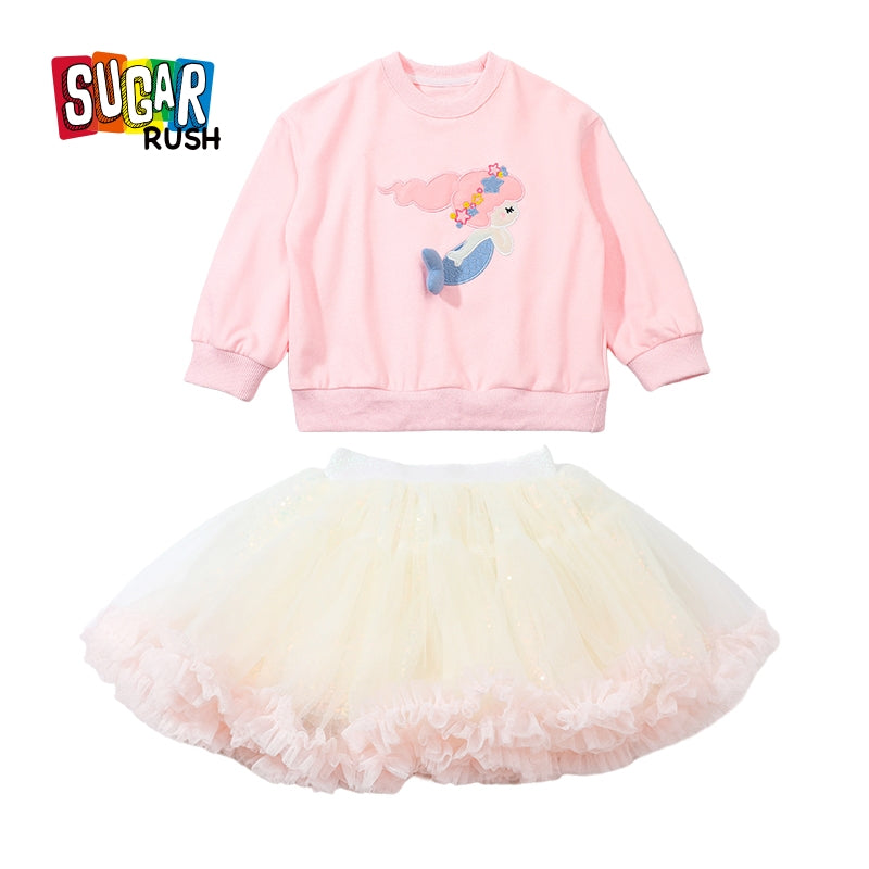 Girls Printed Top with Skirt