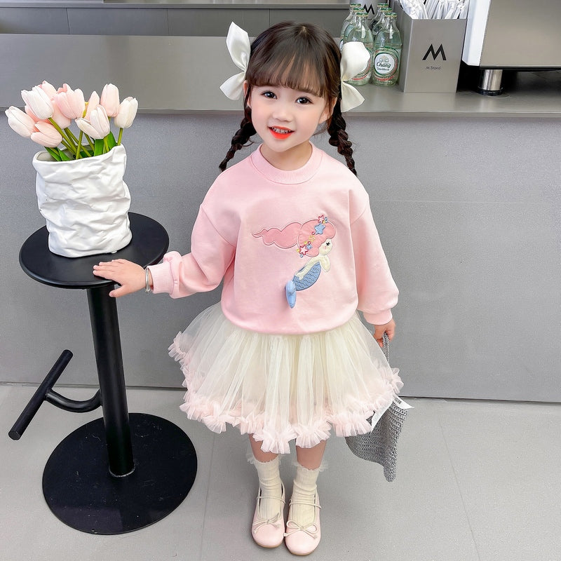 Girls Printed Top with Skirt