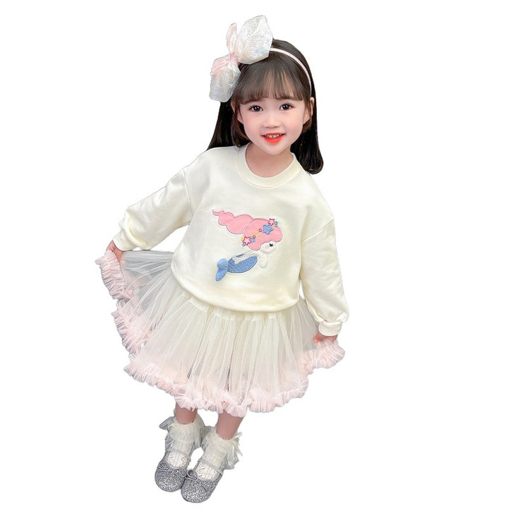 Girls Off White Top with Skirt