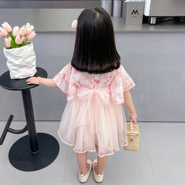 Floral Printed Mandarin Collar Flared Sleeve Fit & Flare Dress