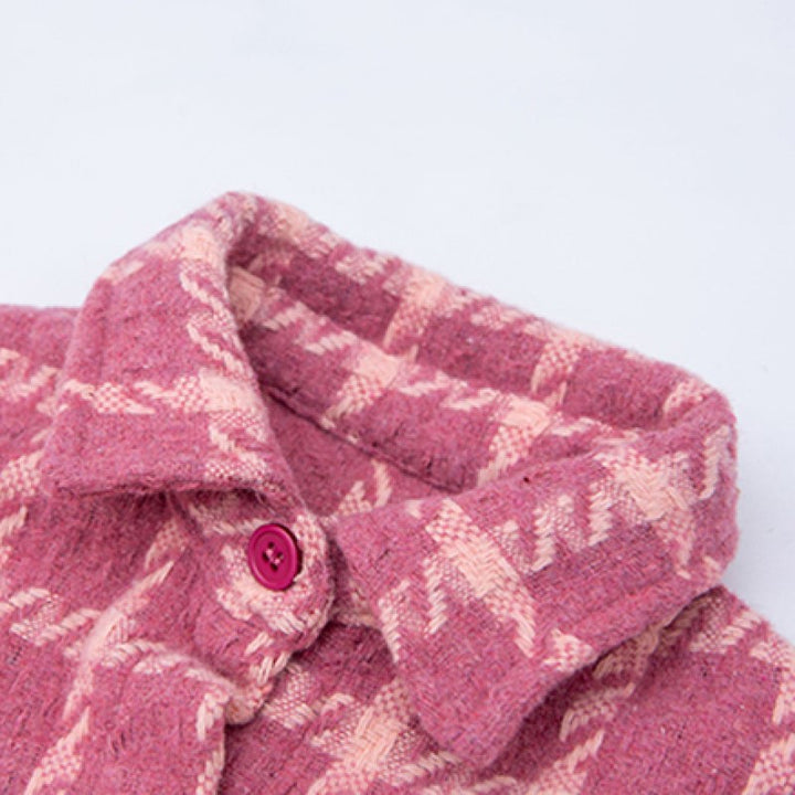 Girls Checked Spread Collar Curved Casual Shirt