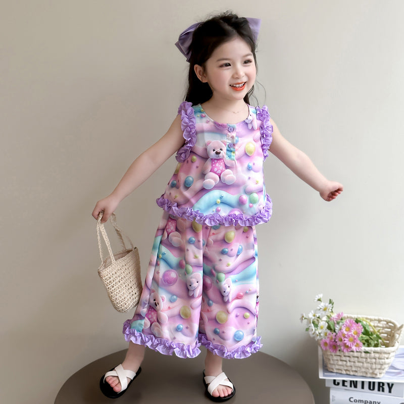 Girls Printed Top with Leggings