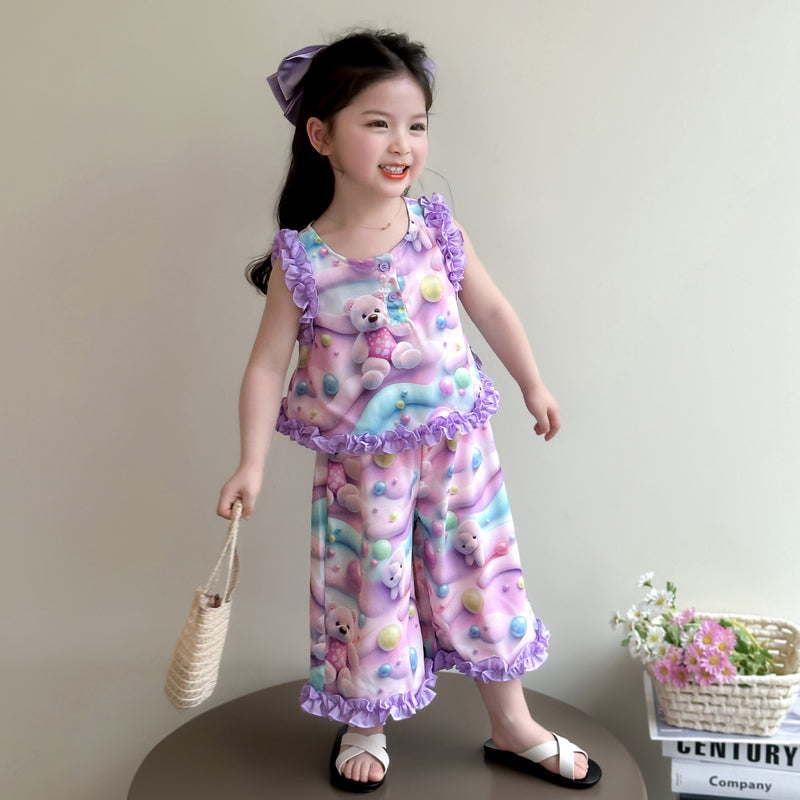 Girls Printed Top with Leggings