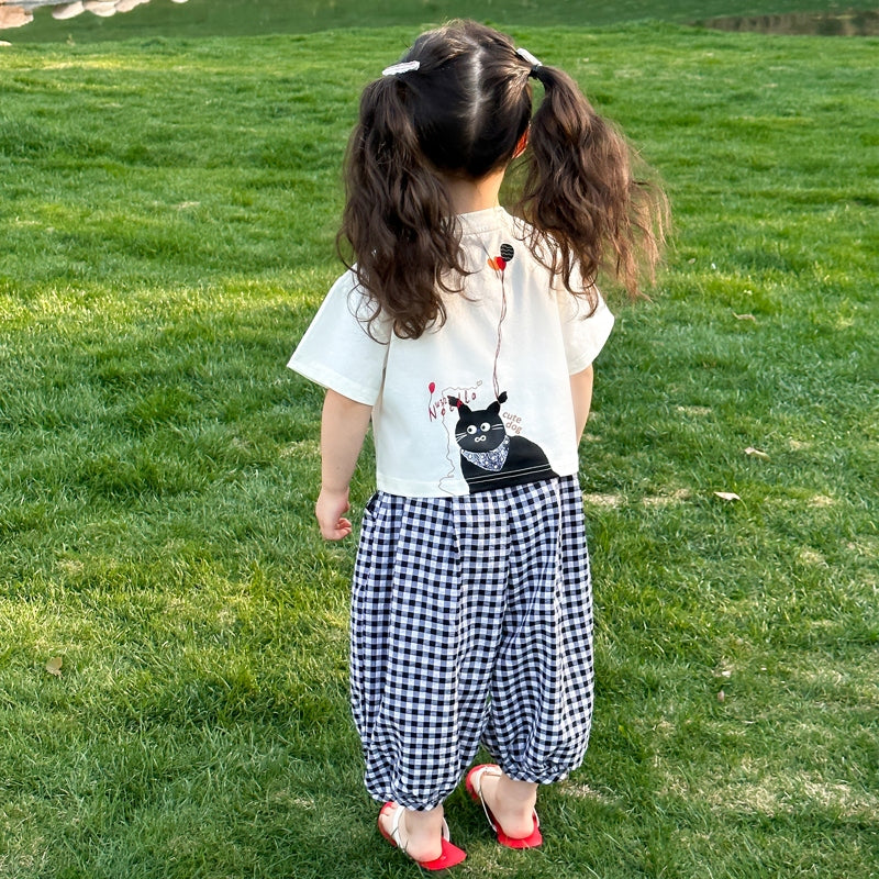 Girls Printed T-shirt With Pyjamas