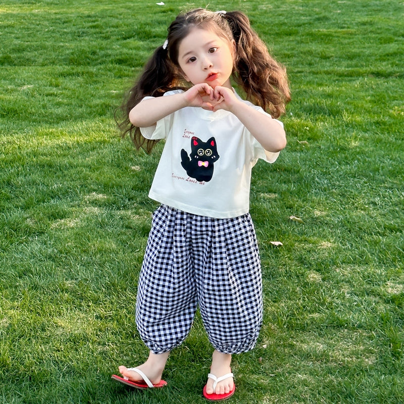 Girls Printed T-shirt With Pyjamas