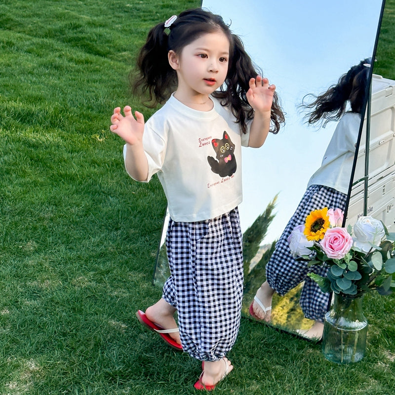 Girls Printed T-shirt With Pyjamas