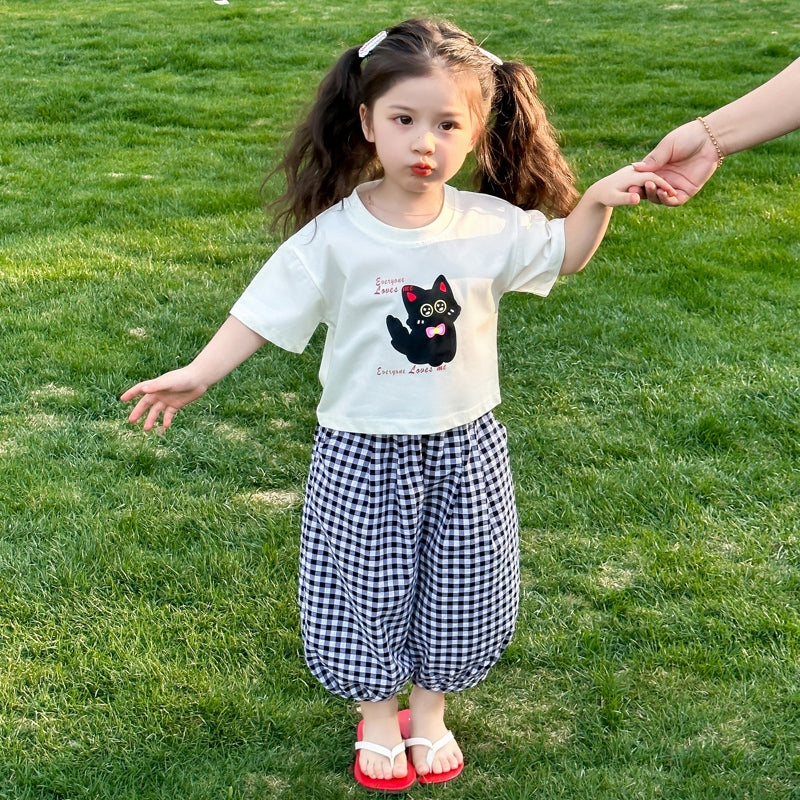 Girls Printed T-shirt With Pyjamas