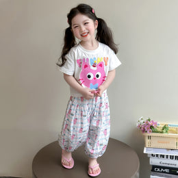 Girls Printed T-shirt With Pyjamas