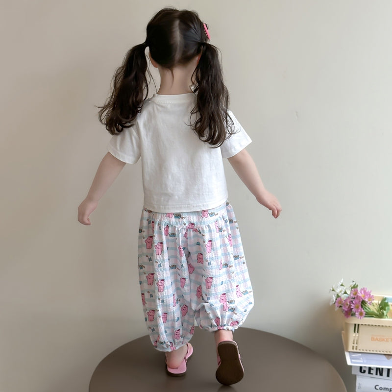Girls Printed T-shirt With Pyjamas
