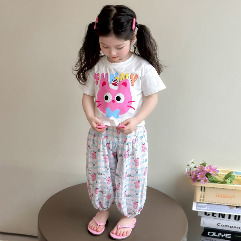 Girls Printed T-shirt With Pyjamas