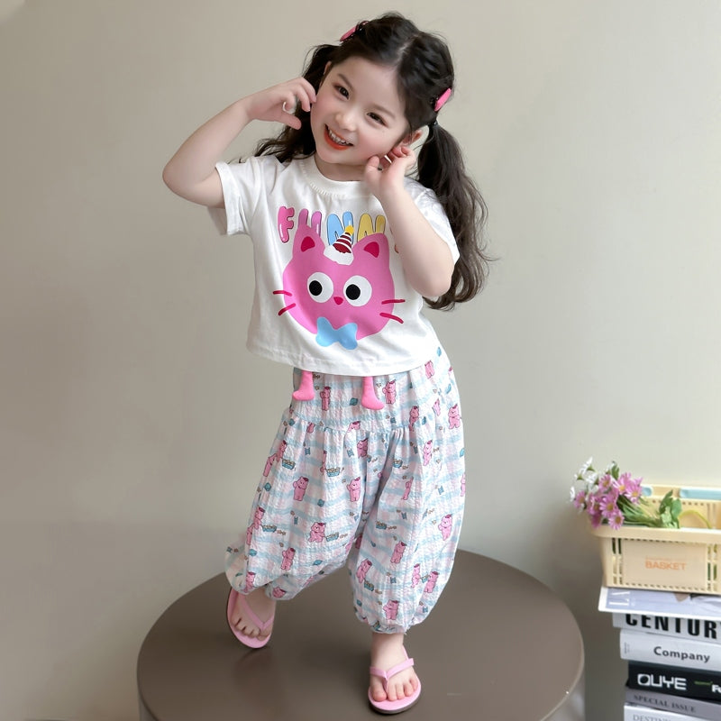 Girls Printed T-shirt With Pyjamas