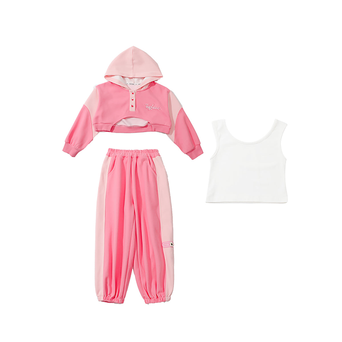 Girls Colourblocked Pure Cotton Sweatshirt with Joggers & Inner