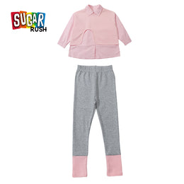 Girls Striped Pure Cotton Top with Leggings