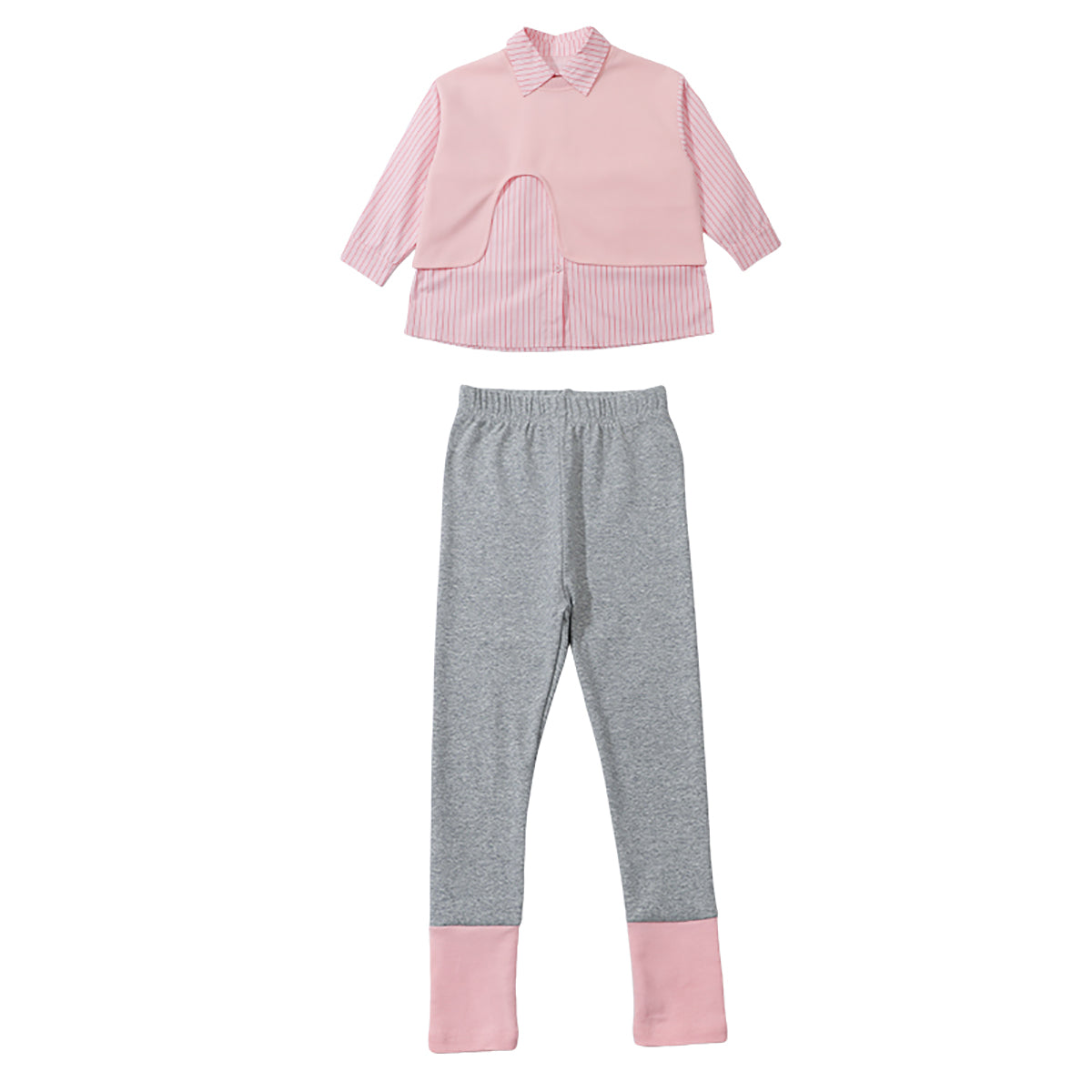 Girls Striped Pure Cotton Top with Leggings