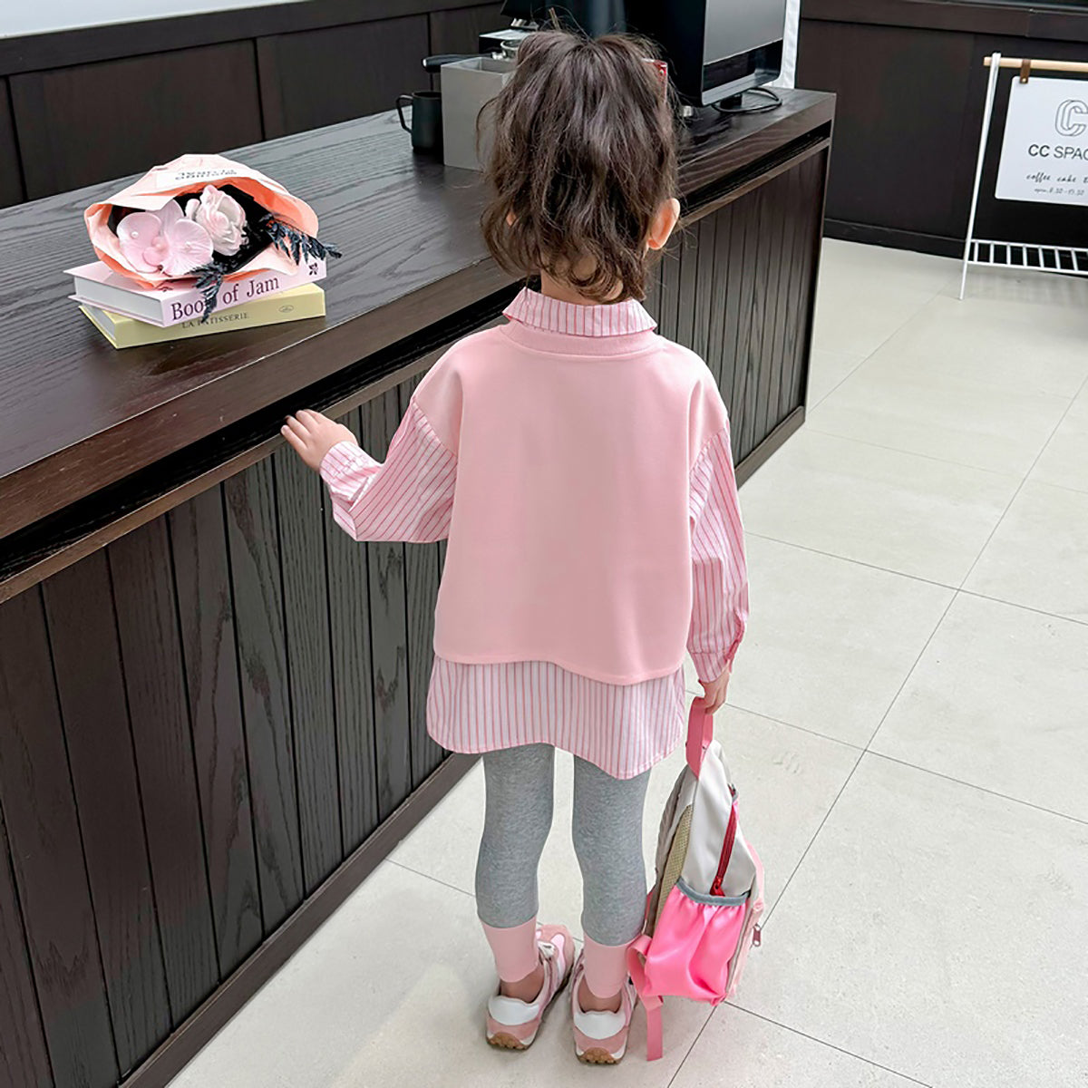 Girls Striped Pure Cotton Top with Leggings