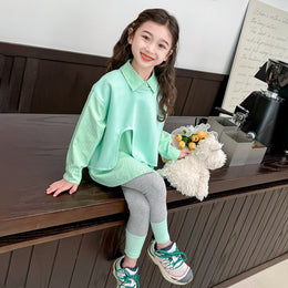 Girls Striped Pure Cotton Top with Leggings