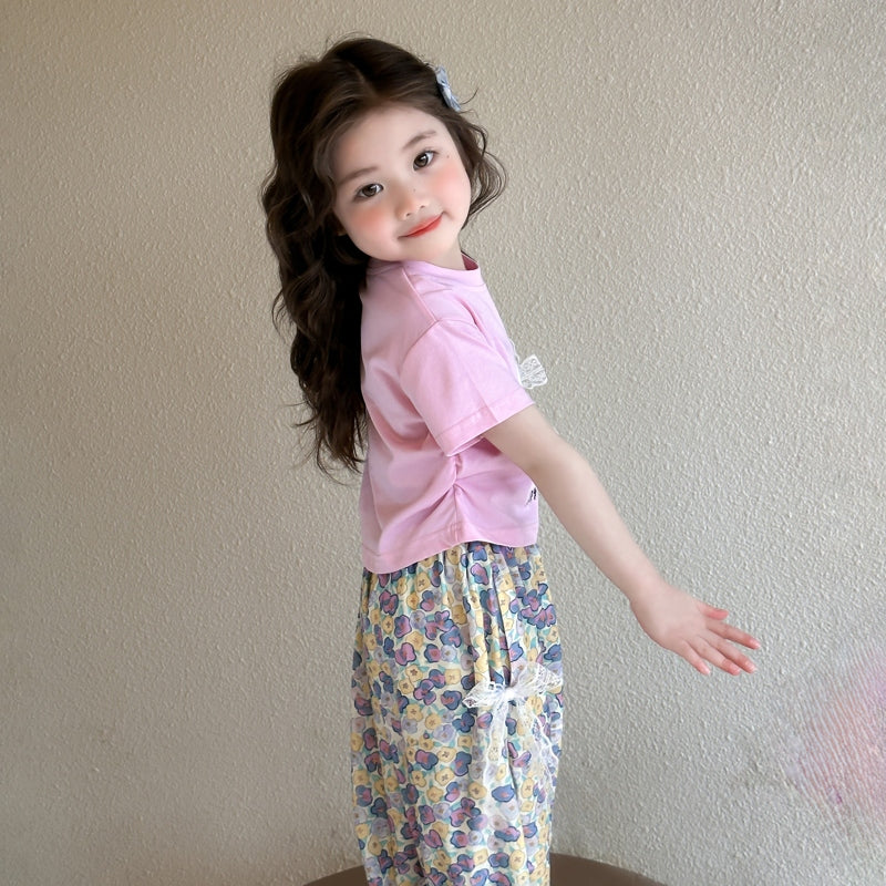 Girls Printed T-shirt With Pyjamas