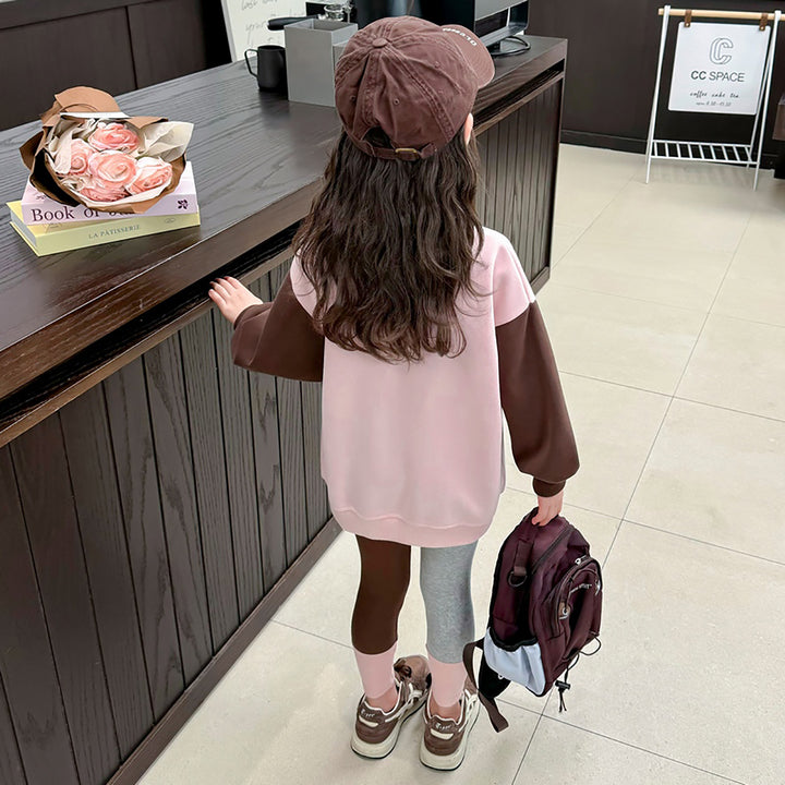 Girls Pink & Brown Printed Pure Cotton Top with Leggings