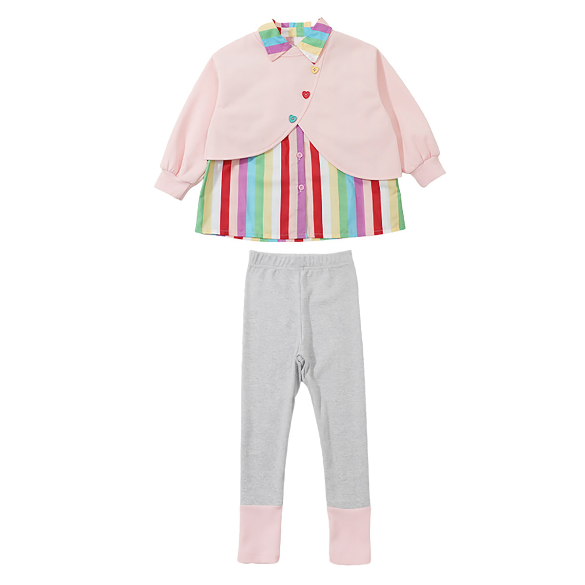 Girls Striped Pure Cotton Top with Leggings