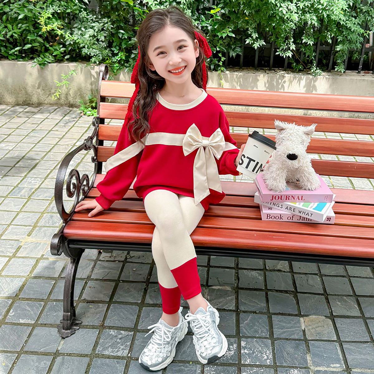 Girls Striped Pure Cotton Top with Leggings