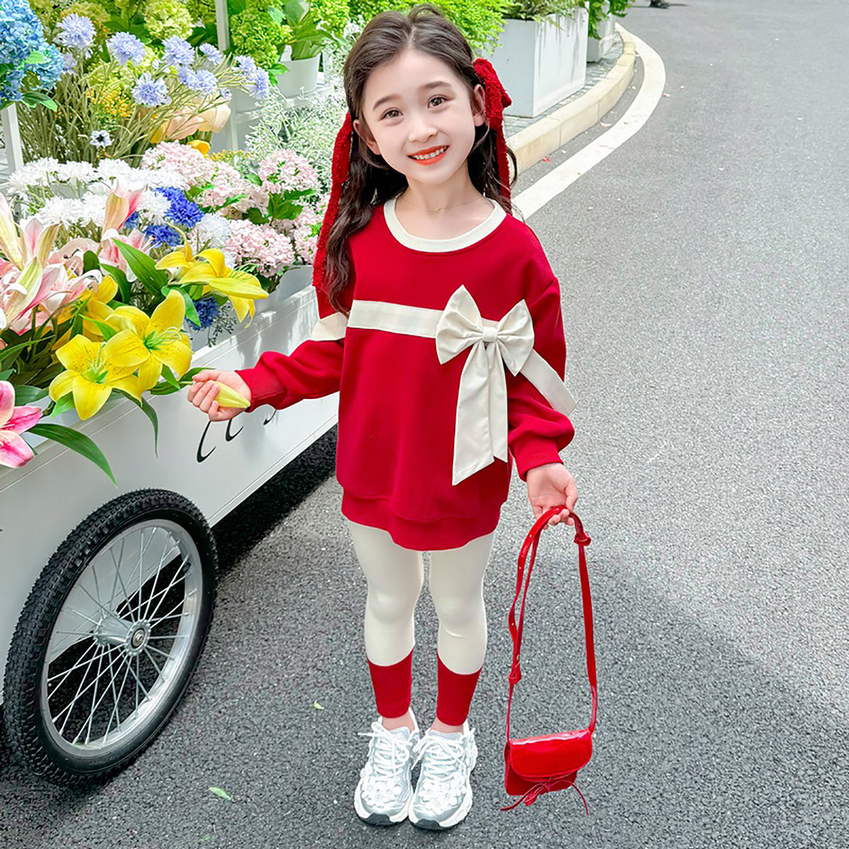 Girls Striped Pure Cotton Top with Leggings