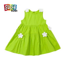 Girls Green Applique Fit & Flare Dress