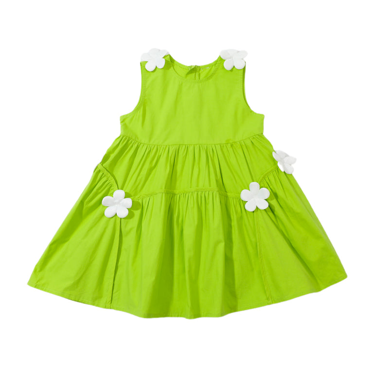 Girls Green Applique Fit & Flare Dress
